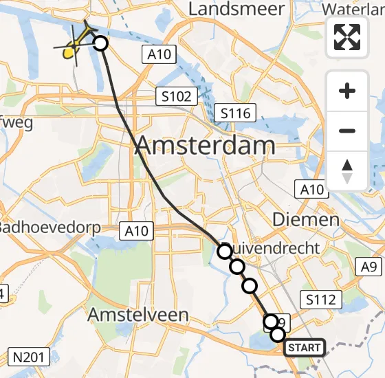 Vlucht Traumahelikopter PH-LLN van Academisch Medisch Centrum (AMC) naar Amsterdam Heliport op maandag 28 oktober 2024 10:09