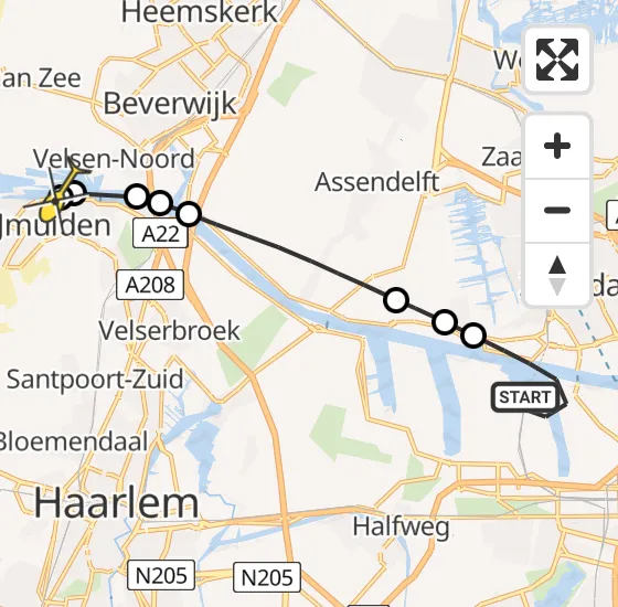 Vlucht Traumahelikopter PH-LLN van Amsterdam Heliport naar IJmuiden Heliport op maandag 28 oktober 2024 13:39