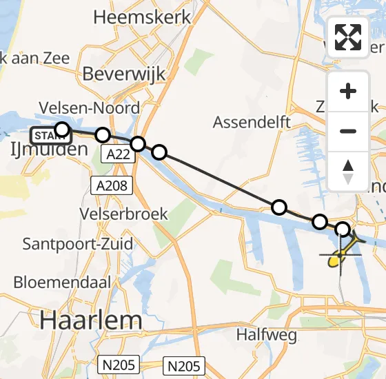 Vlucht Traumahelikopter PH-LLN van IJmuiden Heliport naar Amsterdam Heliport op maandag 28 oktober 2024 13:57