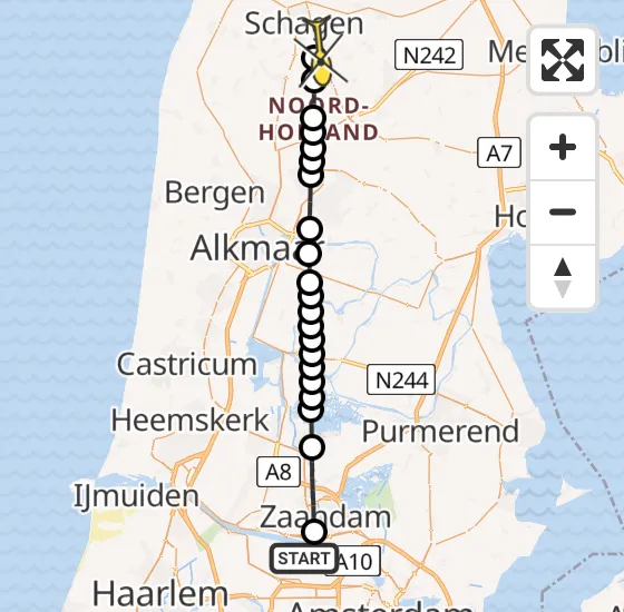 Vlucht Traumahelikopter PH-LLN van Amsterdam Heliport naar Haringhuizen op maandag 28 oktober 2024 14:34