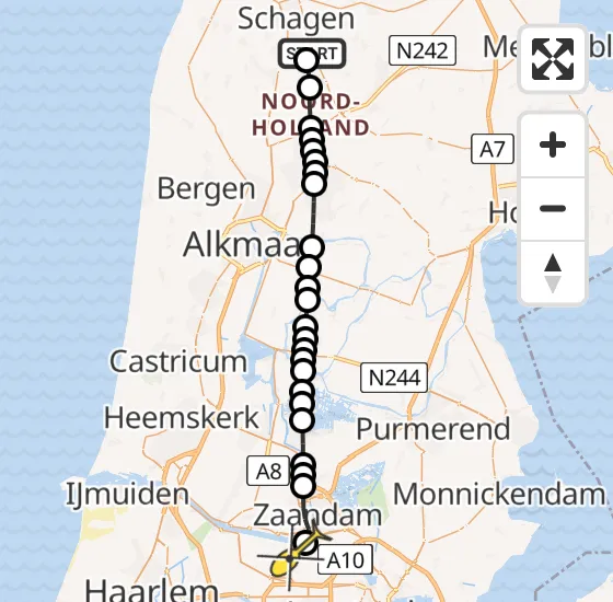 Vlucht Traumahelikopter PH-LLN van Haringhuizen naar Amsterdam Heliport op maandag 28 oktober 2024 14:45