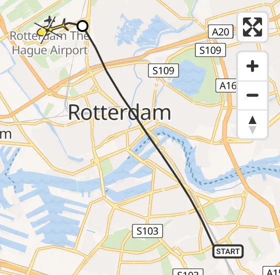 Vlucht Traumahelikopter PH-HVB van Rotterdam naar Rotterdam The Hague Airport op maandag 28 oktober 2024 15:36