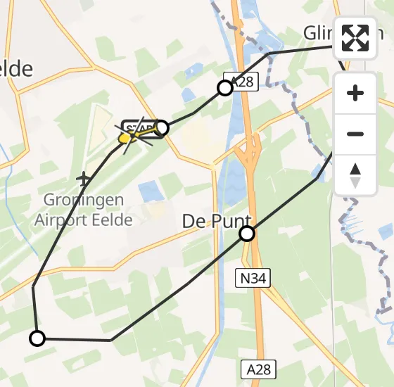 Vlucht Traumahelikopter PH-TTR van Groningen Airport Eelde naar Groningen Airport Eelde op maandag 28 oktober 2024 15:41