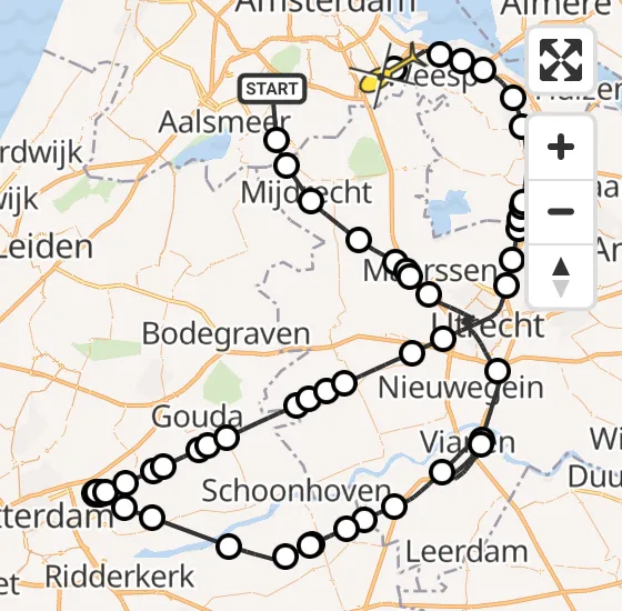 Vlucht Politiehelikopter PH-PXA van Aalsmeer naar Amsterdam op maandag 28 oktober 2024 15:48