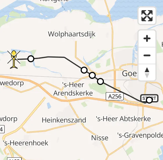 Vlucht Traumahelikopter PH-HVB van Kloetinge naar 's-Heer Arendskerke op maandag 28 oktober 2024 17:33