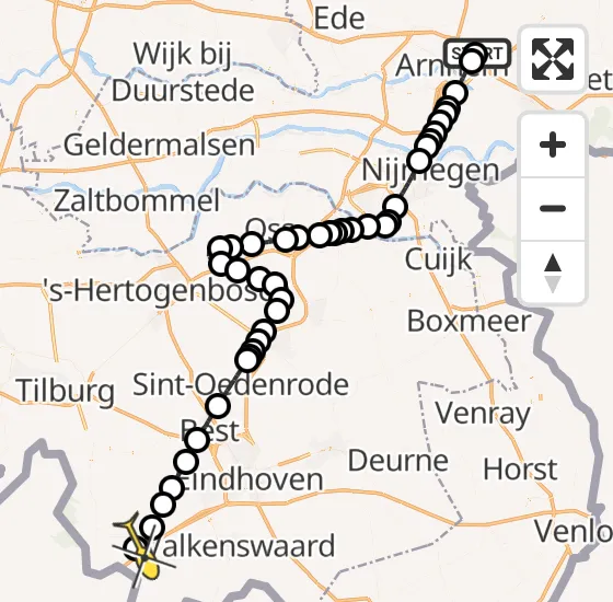 Vlucht Traumahelikopter PH-MAA van Rozendaal naar Hapert op maandag 28 oktober 2024 20:49