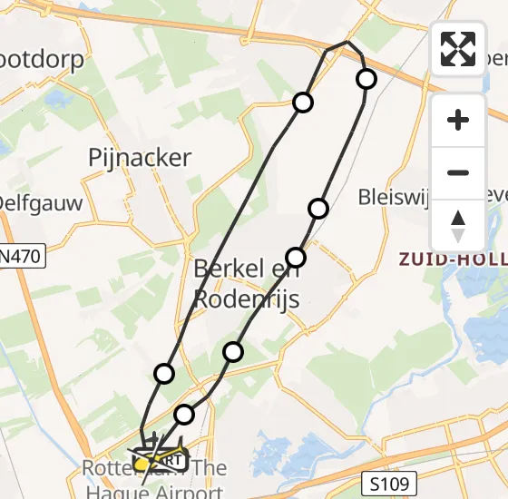 Vlucht Traumahelikopter PH-HVB van Rotterdam The Hague Airport naar Rotterdam The Hague Airport op dinsdag 29 oktober 2024 11:39