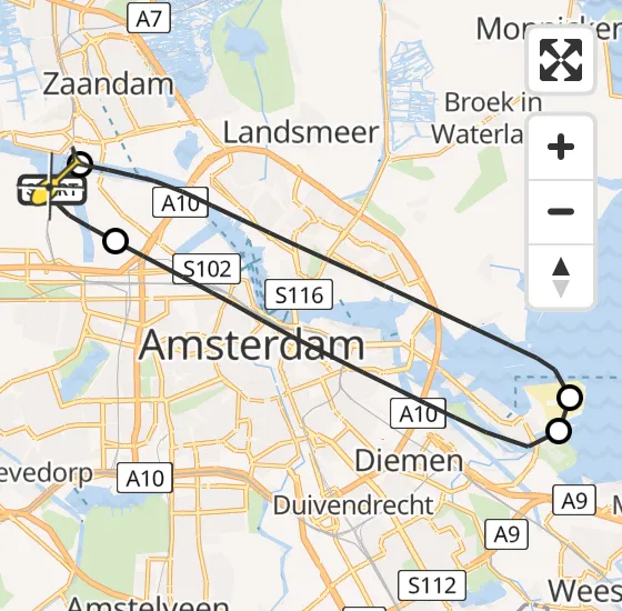 Vlucht Traumahelikopter PH-LLN van Amsterdam Heliport naar Amsterdam Heliport op dinsdag 29 oktober 2024 14:23