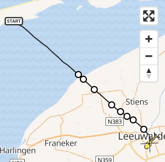 Vlucht Ambulancehelikopter PH-OOP van Oosterend naar Leeuwarden op dinsdag 29 oktober 2024 16:26