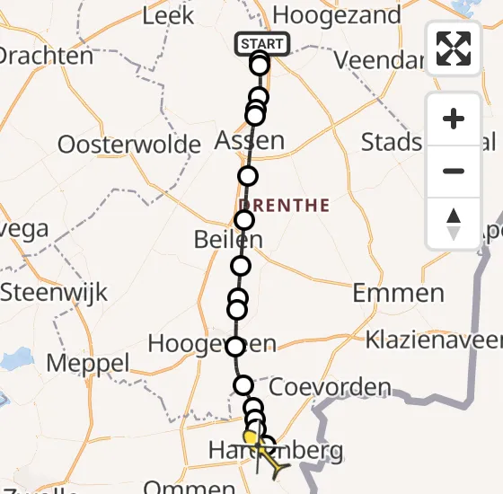 Vlucht Traumahelikopter PH-TTR van Groningen Airport Eelde naar Hardenberg op dinsdag 29 oktober 2024 16:56