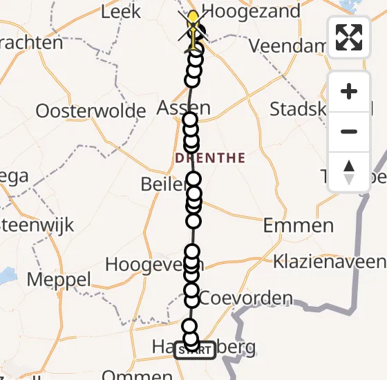 Vlucht Traumahelikopter PH-TTR van Hardenberg naar Groningen Airport Eelde op dinsdag 29 oktober 2024 17:14