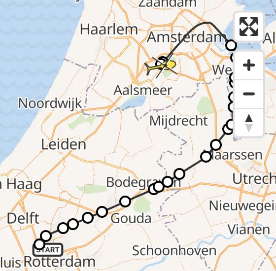 Vlucht Politiehelikopter PH-PXX van Rotterdam The Hague Airport naar Schiphol op dinsdag 29 oktober 2024 17:52