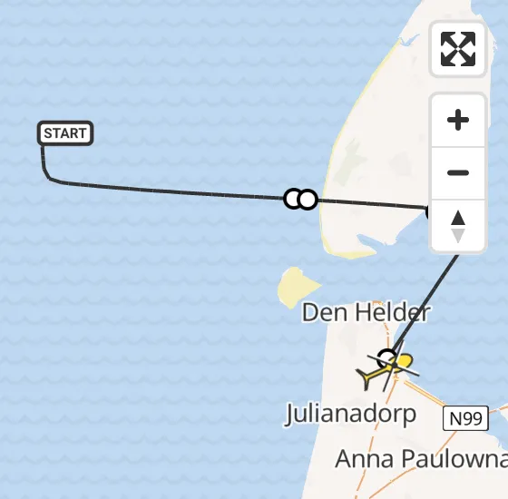 Vlucht Kustwachthelikopter PH-SAR van  naar Vliegveld De Kooy op dinsdag 29 oktober 2024 18:24