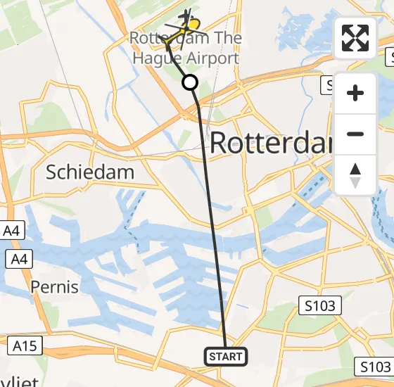 Vlucht Traumahelikopter PH-HVB van Rotterdam naar Rotterdam The Hague Airport op woensdag 30 oktober 2024 12:08