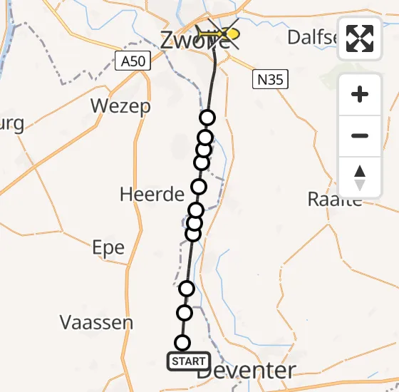 Vlucht Traumahelikopter PH-LLN van Terwolde naar Zwolle op woensdag 30 oktober 2024 14:18