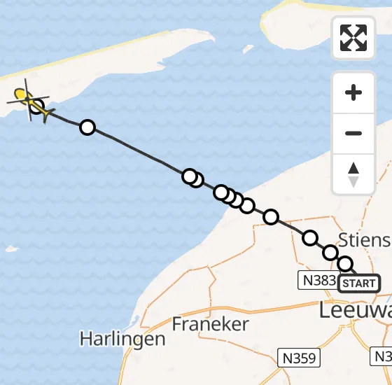 Vlucht Ambulancehelikopter PH-OOP van Vliegbasis Leeuwarden naar Striep op woensdag 30 oktober 2024 14:18