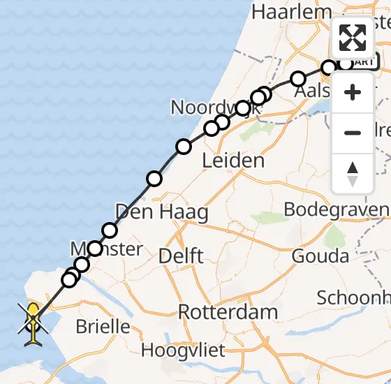 Vlucht Politiehelikopter PH-PXX van Schiphol naar Rockanje op woensdag 30 oktober 2024 14:36