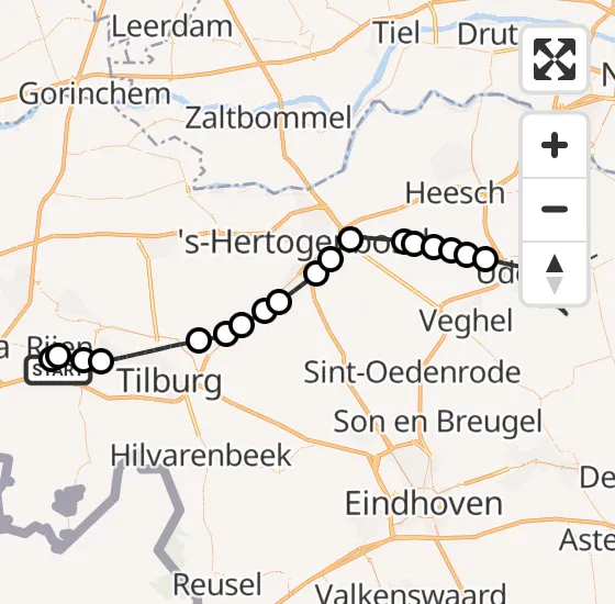 Vlucht Traumahelikopter PH-MAA van Vliegbasis Gilze-Rijen naar Vliegbasis Volkel op woensdag 30 oktober 2024 14:43