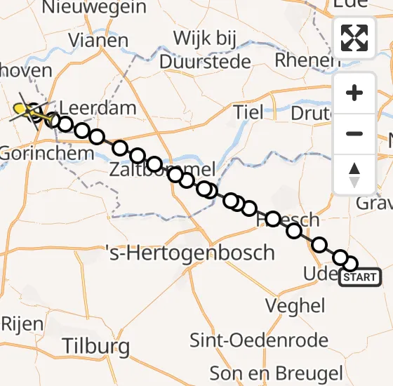 Vlucht Traumahelikopter PH-MAA van Vliegbasis Volkel naar Noordeloos op woensdag 30 oktober 2024 15:52