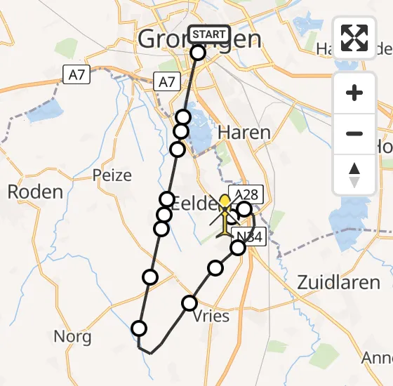 Vlucht Traumahelikopter PH-TTR van Universitair Medisch Centrum Groningen naar Groningen Airport Eelde op woensdag 30 oktober 2024 16:19