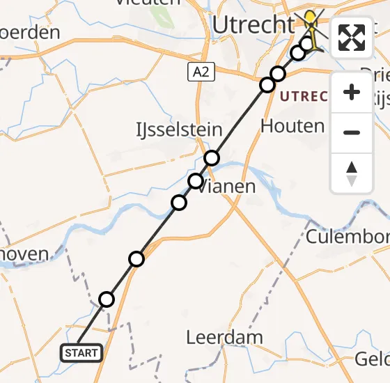 Vlucht Traumahelikopter PH-MAA van Noordeloos naar Universitair Medisch Centrum Utrecht op woensdag 30 oktober 2024 16:56