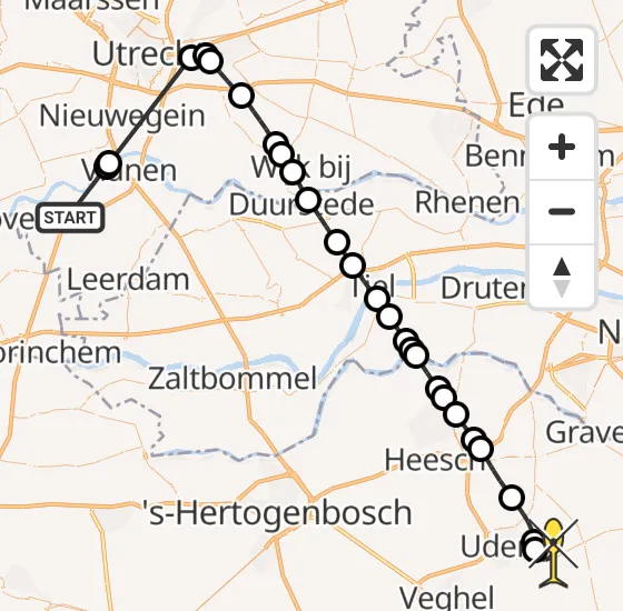 Vlucht Traumahelikopter PH-MAA van Lexmond naar Vliegbasis Volkel op woensdag 30 oktober 2024 17:27