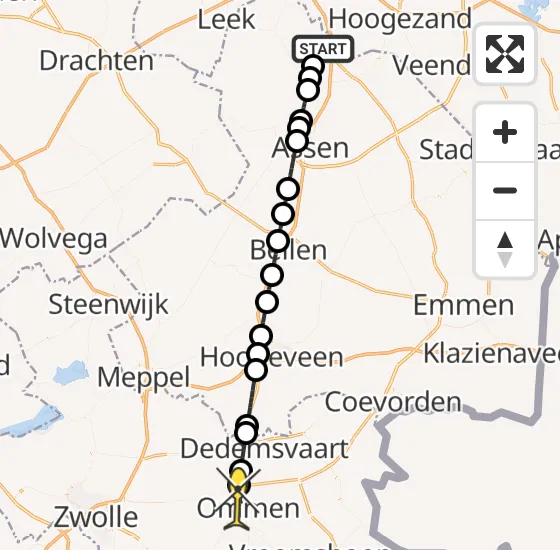 Vlucht Traumahelikopter PH-TTR van Groningen Airport Eelde naar Ommen op woensdag 30 oktober 2024 19:47