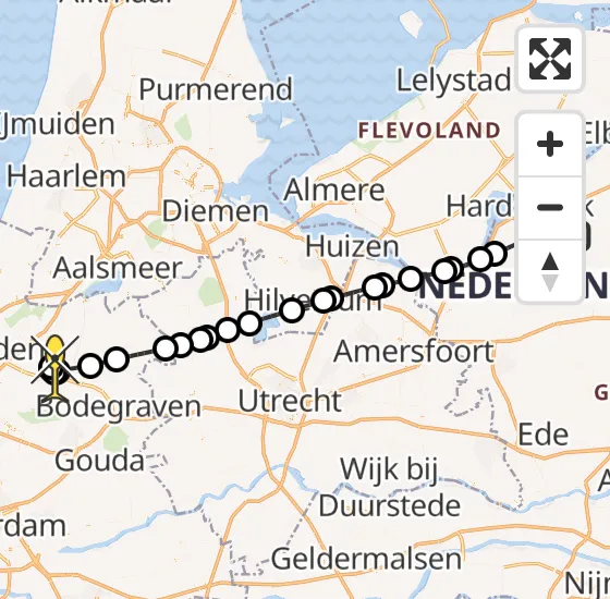 Vlucht Politiehelikopter PH-PXX van Ermelo naar Koudekerk aan den Rijn op woensdag 30 oktober 2024 20:07