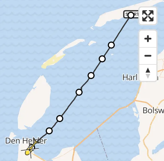 Vlucht Ambulancehelikopter PH-OOP van Oosterend naar Vliegveld De Kooy op woensdag 30 oktober 2024 20:31