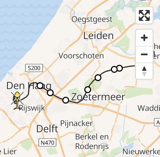 Vlucht Politiehelikopter PH-PXX van Koudekerk aan den Rijn naar Den Haag op woensdag 30 oktober 2024 20:32