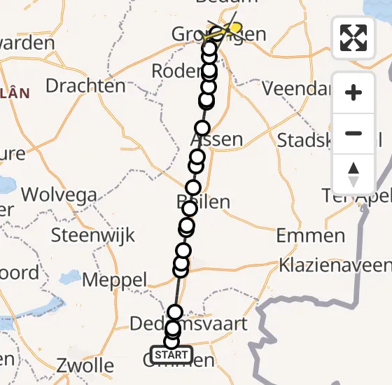 Vlucht Traumahelikopter PH-TTR van Ommen naar Universitair Medisch Centrum Groningen op woensdag 30 oktober 2024 20:41