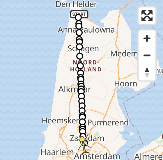 Vlucht Traumahelikopter PH-LLN van Vliegveld De Kooy naar Amsterdam Heliport op woensdag 30 oktober 2024 20:59