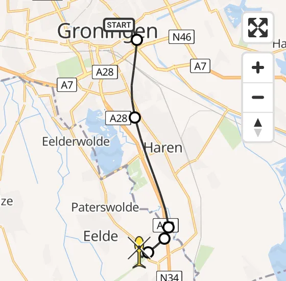 Vlucht Traumahelikopter PH-TTR van Universitair Medisch Centrum Groningen naar Groningen Airport Eelde op woensdag 30 oktober 2024 21:03