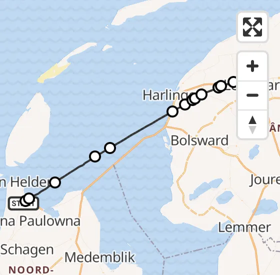 Vlucht Ambulancehelikopter PH-OOP van Den Helder naar Vliegbasis Leeuwarden op woensdag 30 oktober 2024 21:08