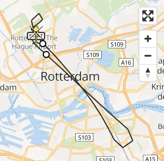 Vlucht Traumahelikopter PH-HVB van Rotterdam The Hague Airport naar Rotterdam The Hague Airport op woensdag 30 oktober 2024 21:31