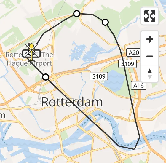 Vlucht Traumahelikopter PH-HVB van Rotterdam The Hague Airport naar Rotterdam The Hague Airport op woensdag 30 oktober 2024 23:18