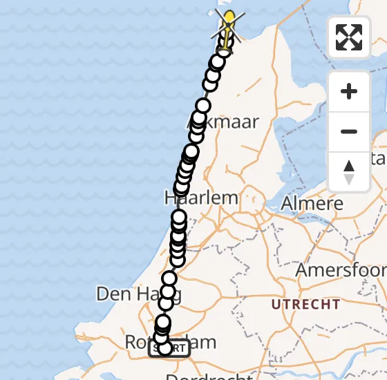 Vlucht Kustwachthelikopter PH-SAR van Erasmus MC naar Vliegveld De Kooy op donderdag 31 oktober 2024 1:32