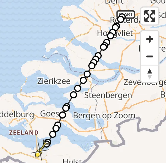 Vlucht Traumahelikopter PH-HVB van Rotterdam The Hague Airport naar Terneuzen op donderdag 31 oktober 2024 4:32