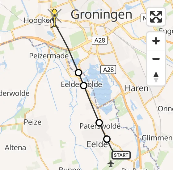 Vlucht Traumahelikopter PH-TTR van Groningen Airport Eelde naar Groningen op donderdag 31 oktober 2024 7:27