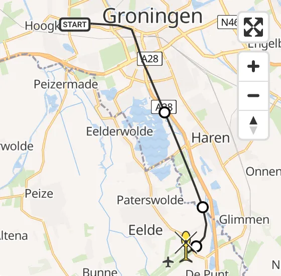 Vlucht Traumahelikopter PH-TTR van Groningen naar Groningen Airport Eelde op donderdag 31 oktober 2024 7:55