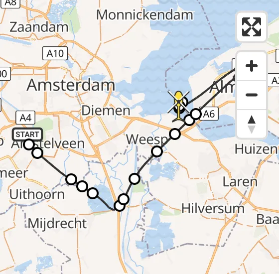 Vlucht Politiehelikopter PH-PXX van Schiphol naar Muiden op donderdag 31 oktober 2024 8:59