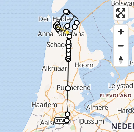 Vlucht Politiehelikopter PH-PXZ van Amstelveen naar Breezand op donderdag 31 oktober 2024 9:19