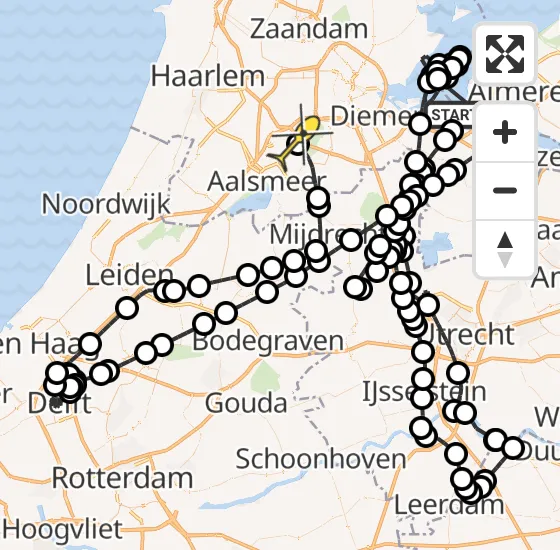 Vlucht Politiehelikopter PH-PXX van Muiden naar Schiphol op donderdag 31 oktober 2024 9:32