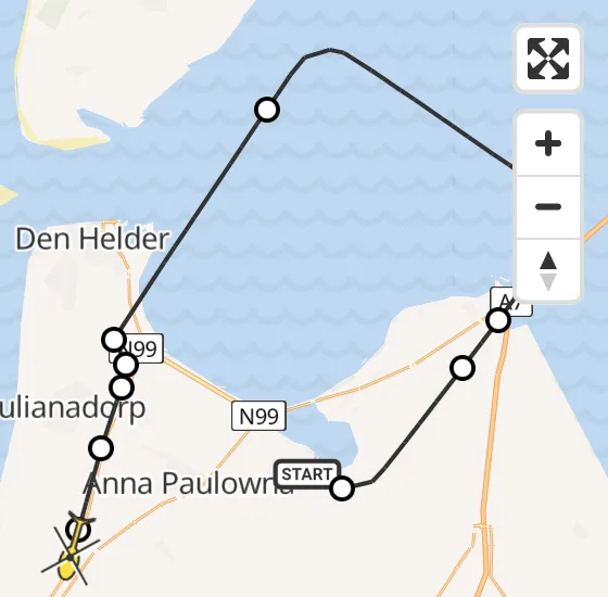 Vlucht Politiehelikopter PH-PXZ van Anna Paulowna naar 't Zand op donderdag 31 oktober 2024 9:55