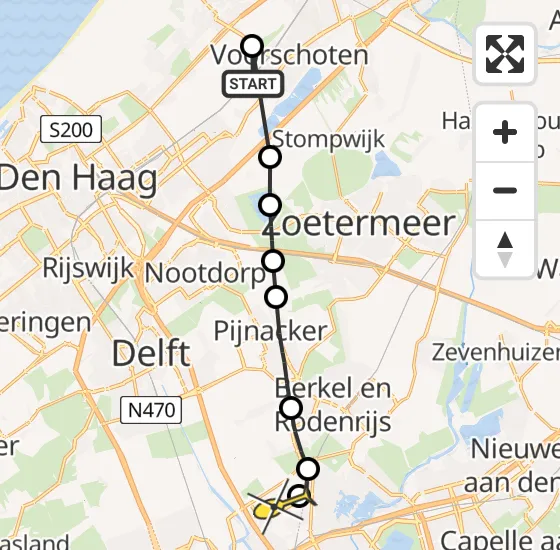 Vlucht Traumahelikopter PH-HVB van Voorschoten naar Rotterdam The Hague Airport op donderdag 31 oktober 2024 10:24