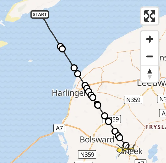 Vlucht Ambulancehelikopter PH-OOP van Formerum naar Sneek op donderdag 31 oktober 2024 10:58