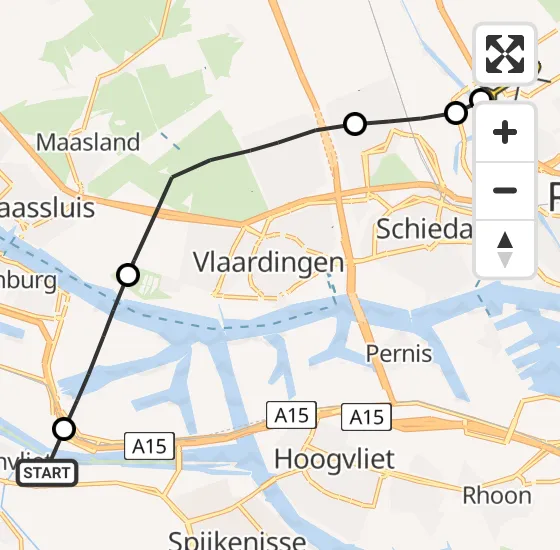 Vlucht Traumahelikopter PH-HVB van Geervliet naar Rotterdam The Hague Airport op donderdag 31 oktober 2024 11:48