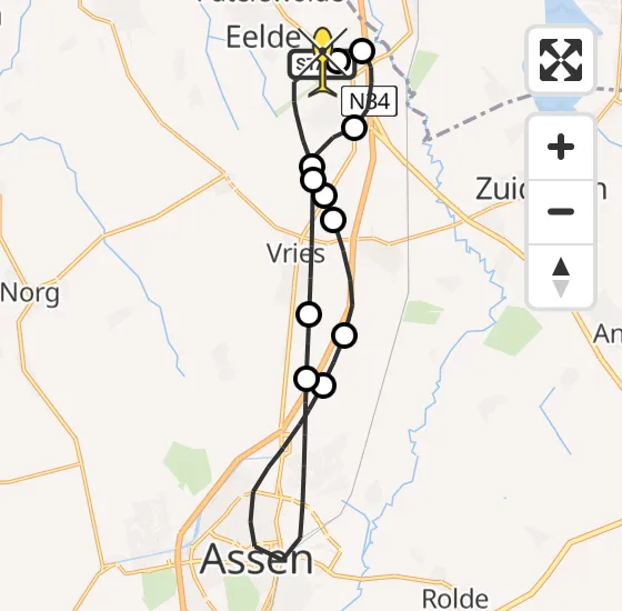 Vlucht Traumahelikopter PH-TTR van Groningen Airport Eelde naar Groningen Airport Eelde op donderdag 31 oktober 2024 11:48