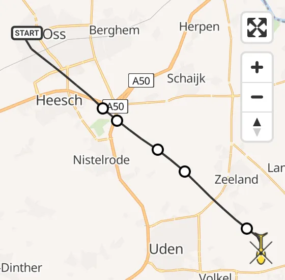 Vlucht Traumahelikopter PH-MAA van Oss naar Vliegbasis Volkel op donderdag 31 oktober 2024 13:28