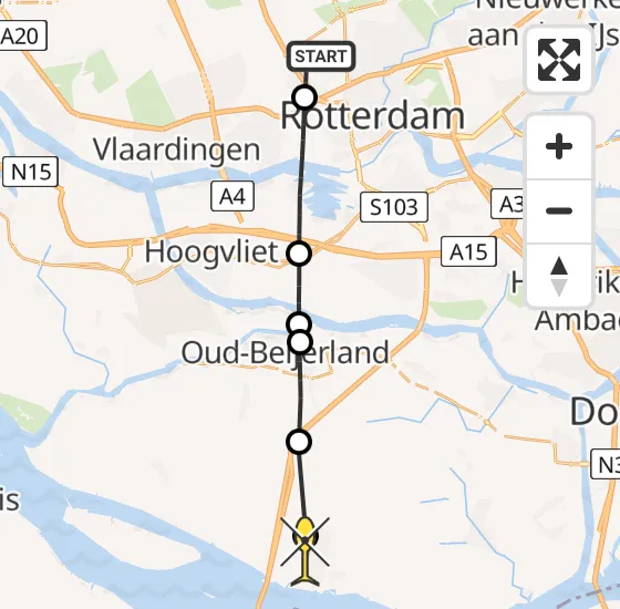 Vlucht Traumahelikopter PH-HVB van Rotterdam The Hague Airport naar Numansdorp op donderdag 31 oktober 2024 15:22